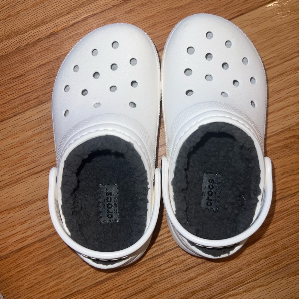 Brand new white Fleece Lined Crocs 12c